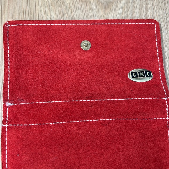 Vintage Red Orange Suede Wallet - Picture 11 of 15